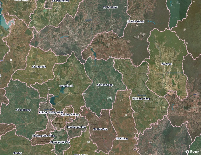 Bản đồ xã Kon Gang, Gia Lai sau sáp nhập