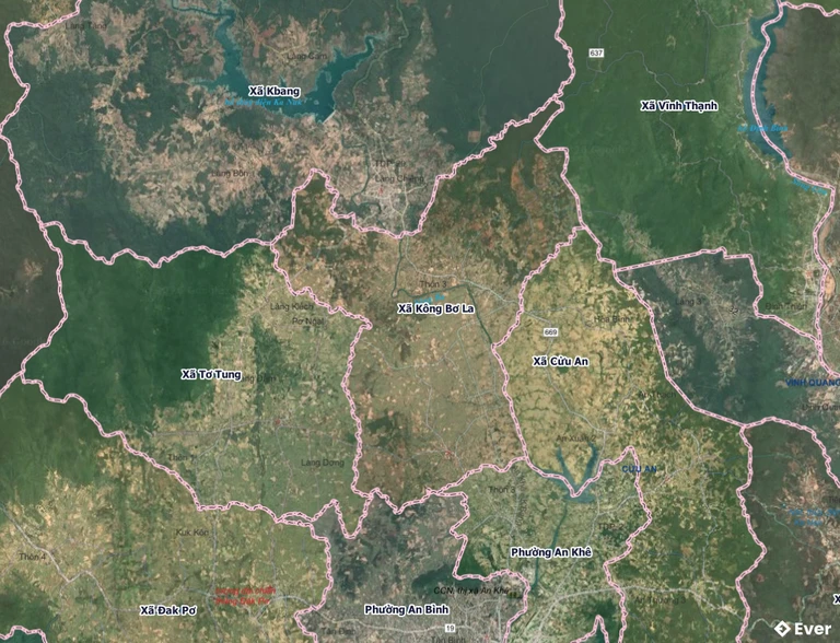 Bản đồ xã Kông Bơ La, Gia Lai sau sáp nhập