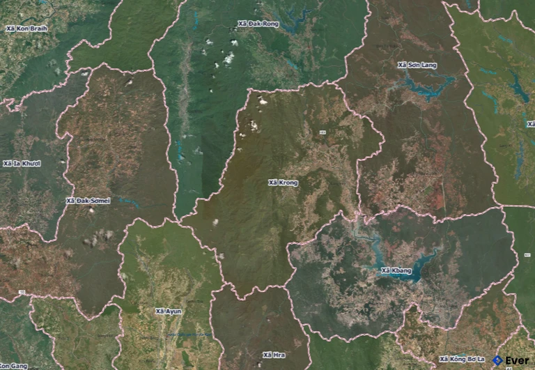 Bản đồ xã Krong, Gia Lai sau sáp nhập