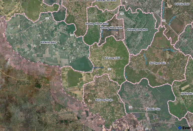 Bản đồ xã Long Chữ, Tây Ninh sau sáp nhập