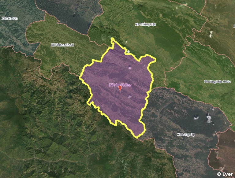 Bản đồ xã Lóng Phiêng, Sơn La sau sáp nhập