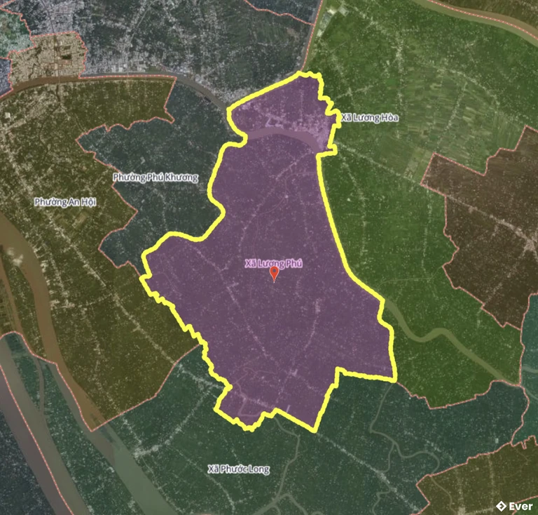 Bản đồ xã Lương Phú, Vĩnh Long sau sáp nhập