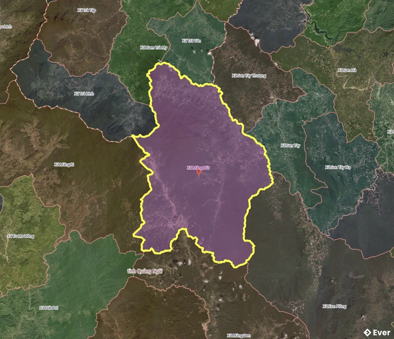 Bản đồ xã Măng Bút, Quảng Ngãi sau sáp nhập