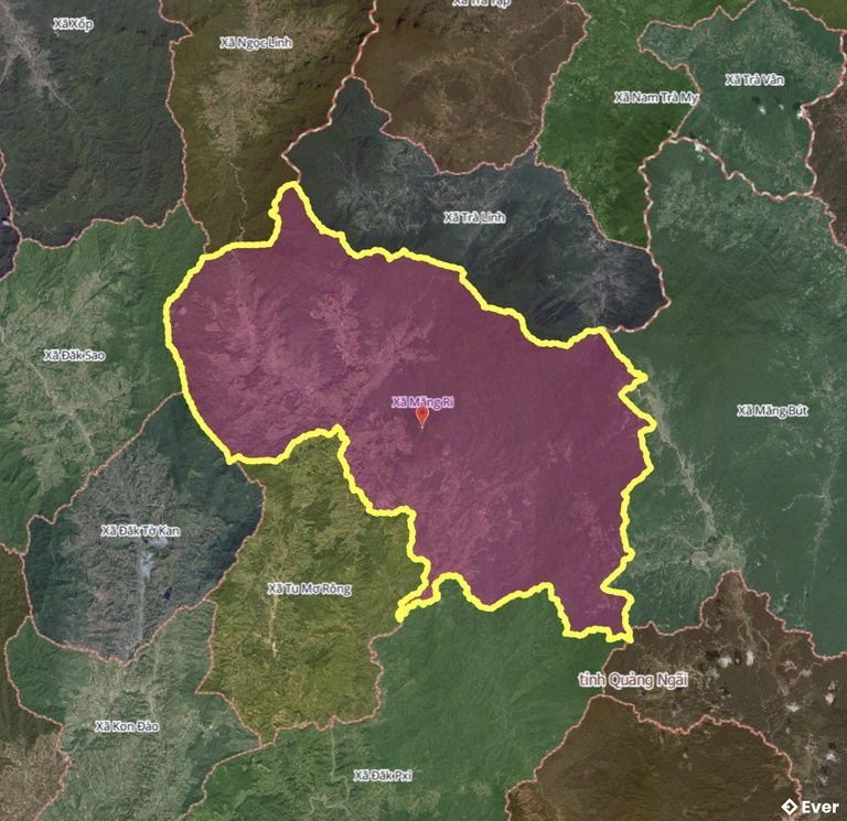 Bản đồ xã Măng Ri, Quảng Ngãi sau sáp nhập