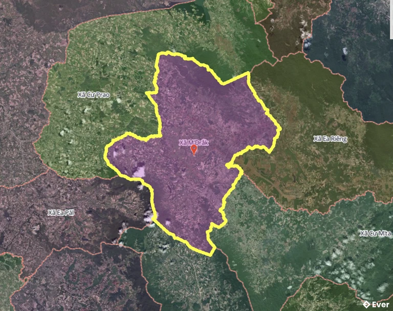 Bản đồ xã M’Drắk, Đắk Lắk sau sáp nhập