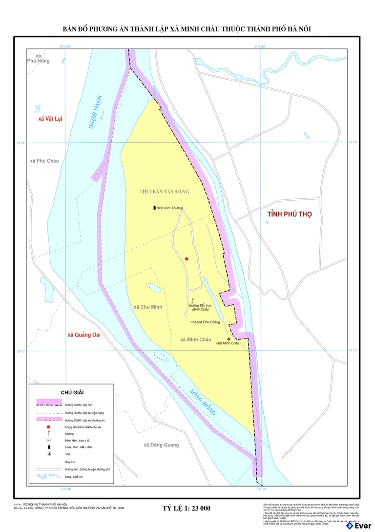 Bản đồ xã Minh Châu, Hà Nội sau sáp nhập