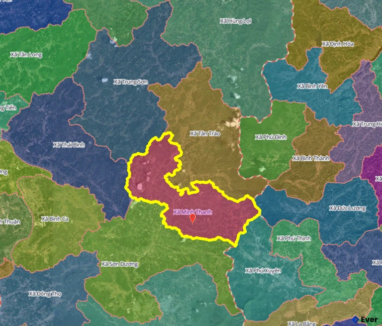 Bản đồ xã Minh Thanh, Tuyên Quang sau sáp nhập