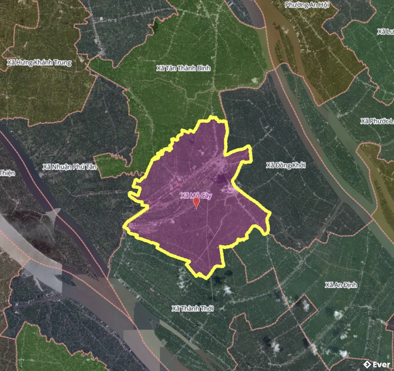 Bản đồ xã Mỏ Cày, Vĩnh Long sau sáp nhập