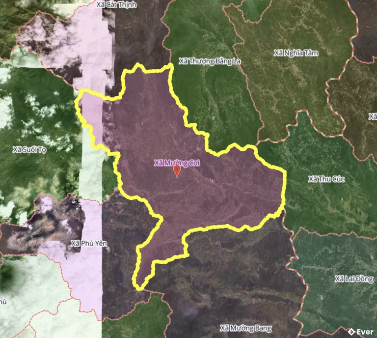 Bản đồ xã Mường Cơi, Sơn La sau sáp nhập