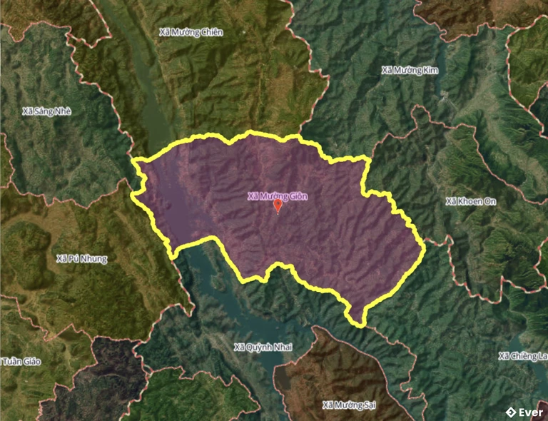 Bản đồ xã Mường Giôn, Sơn La sau sáp nhập