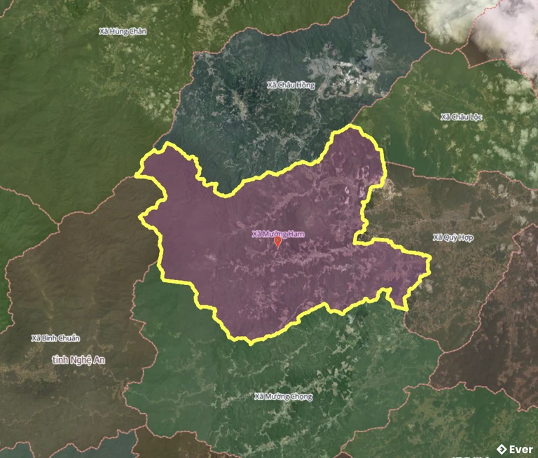 Bản đồ xã Mường Ham, Nghệ An sau sáp nhập