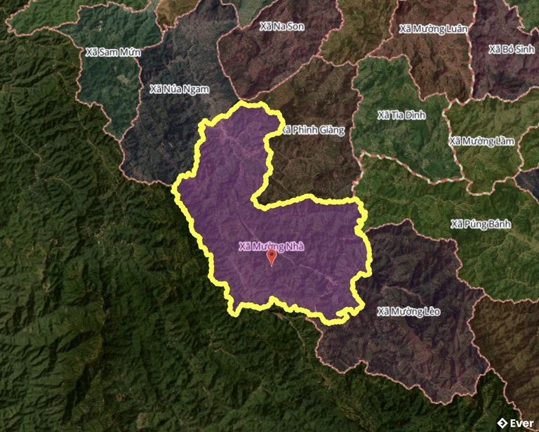 Bản đồ xã Mường Nhà sau sáp nhập