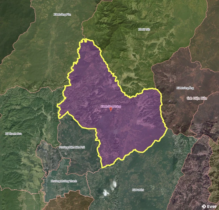 Bản đồ xã Mường Phăng sau sáp nhập