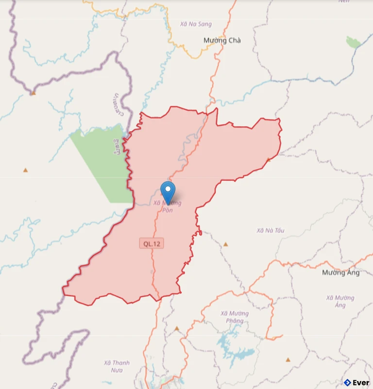 Bản đồ xã Mường Pồn sau sáp nhập