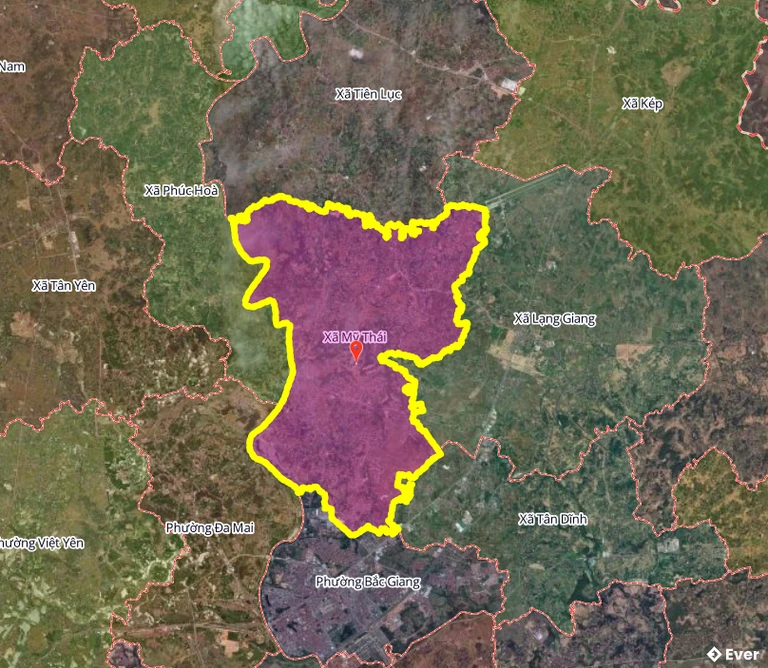 Bản đồ xã Mỹ Thái, Bắc Ninh sau sáp nhập