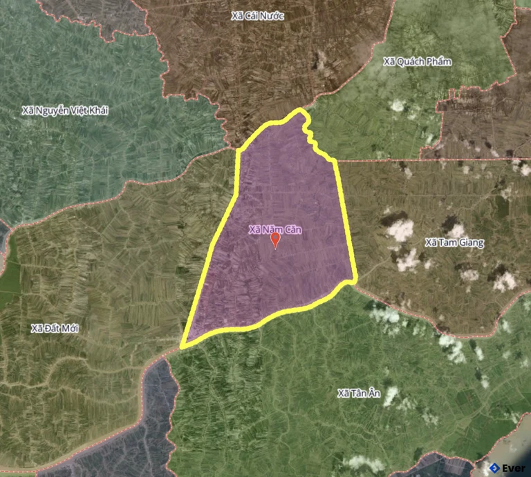 Bản đồ xã Năm Căn, Cà Mau sau sáp nhập