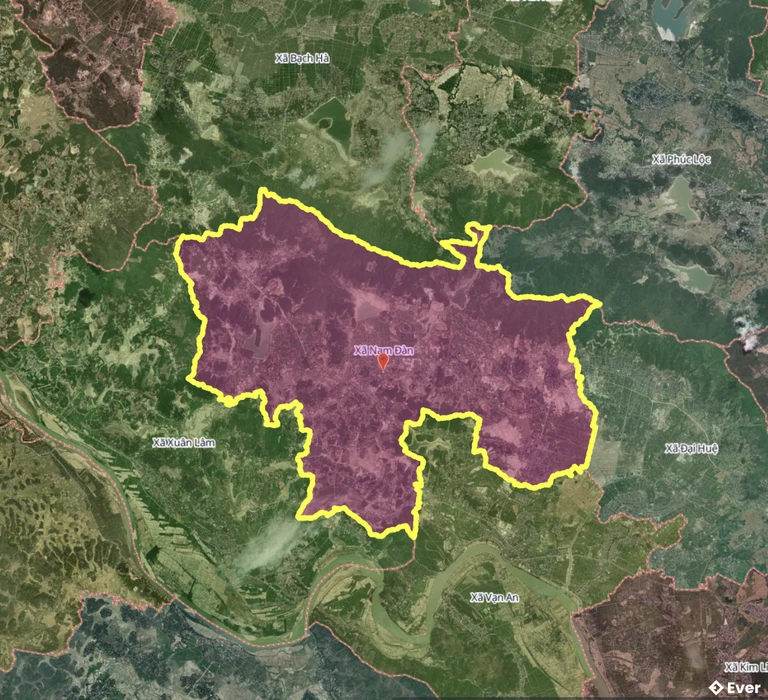 Bản đồ xã Nam Đàn, Nghệ An sau sáp nhập