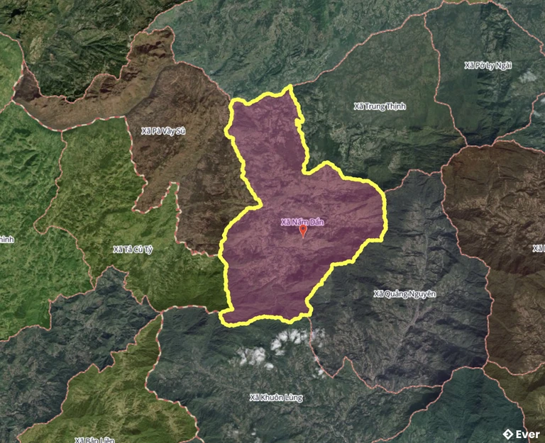 Bản đồ xã Nấm Dẩn, Tuyên Quang sau sáp nhập