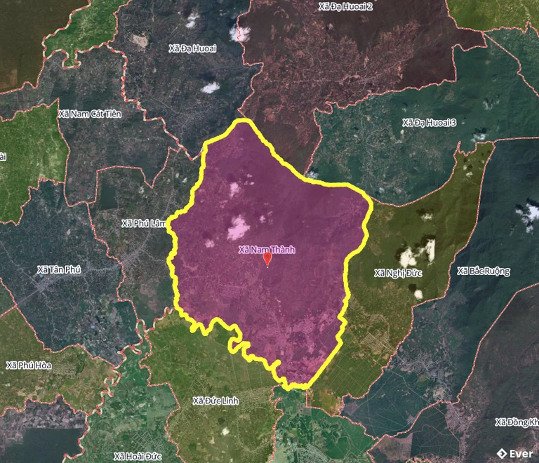 Bản đồ xã Nam Thành, Lâm Đồng sau sáp nhập