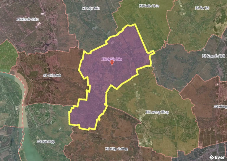 Bản đồ xã Nghĩa Dân, Hưng Yên sau sáp nhập