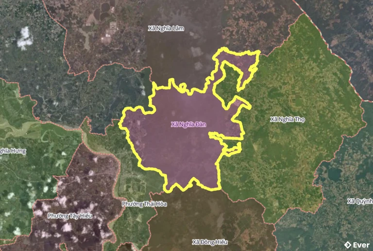 Bản đồ xã Nghĩa Đàn, Nghệ An sau sáp nhập