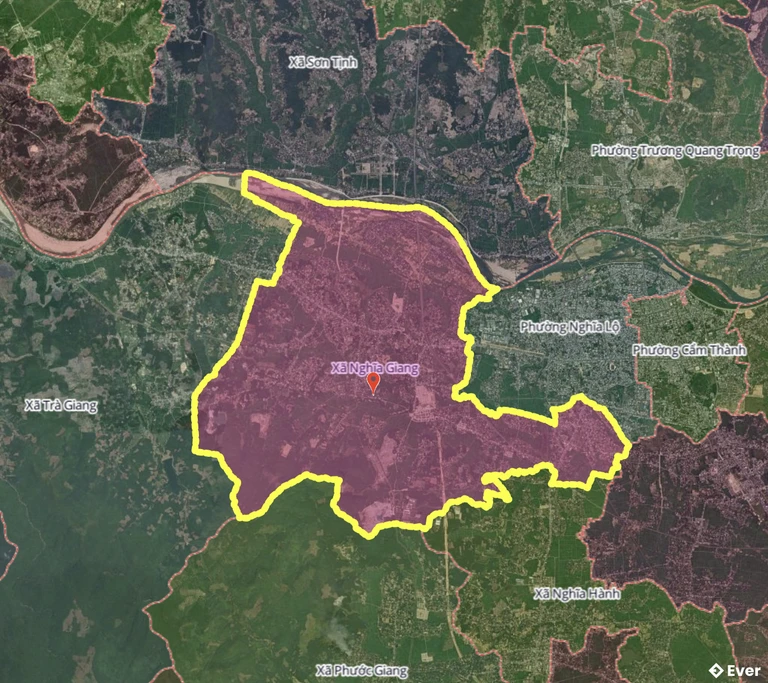 Bản đồ xã Nghĩa Giang, Quảng Ngãi sau sáp nhập