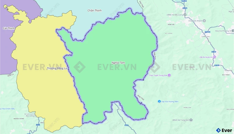 Bản đồ xã Nghĩa Tâm sau sáp nhập