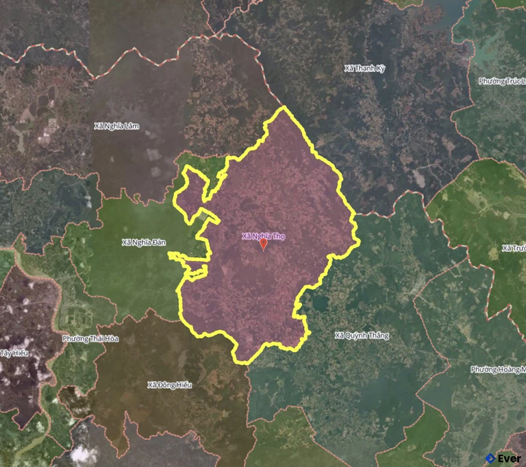 Bản đồ xã Nghĩa Thọ, Nghệ An sau sáp nhập