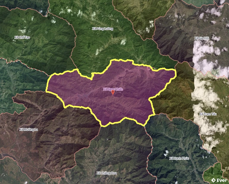 Bản đồ xã Ngọc Chiến, Sơn La sau sáp nhập