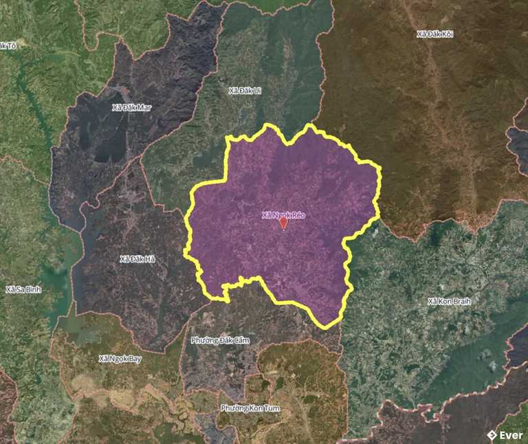 Bản đồ xã Ngọk Réo, Quảng Ngãi sau sáp nhập