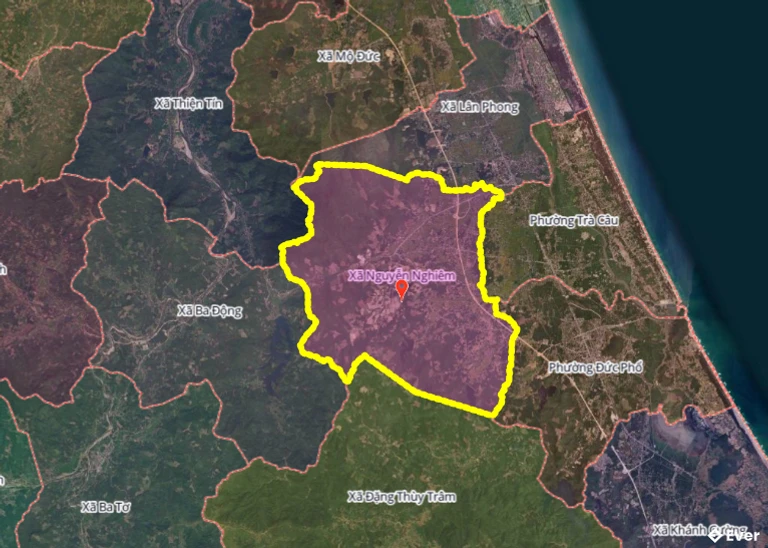 Bản đồ xã Nguyễn Nghiêm, Quảng Ngãi sau sáp nhập