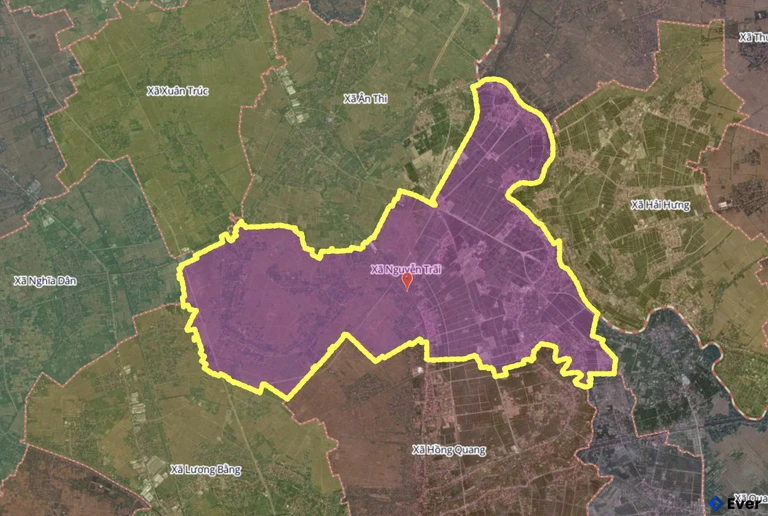 Bản đồ xã Nguyễn Trãi, Hưng Yên sau sáp nhập