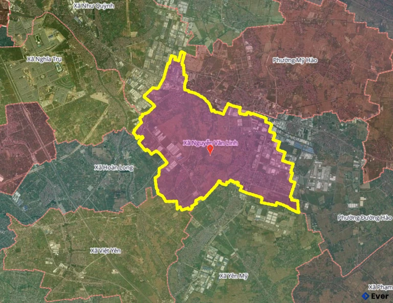 Bản đồ xã Nguyễn Văn Linh, Hưng Yên sau sáp nhập