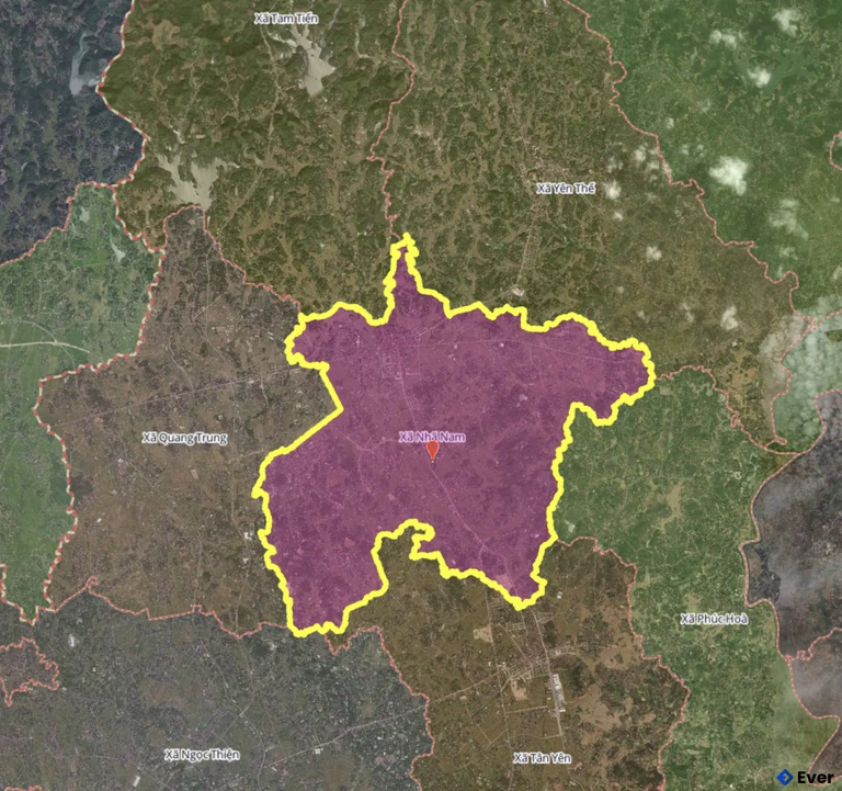 Bản đồ xã Nhã Nam, Bắc Ninh sau sáp nhập