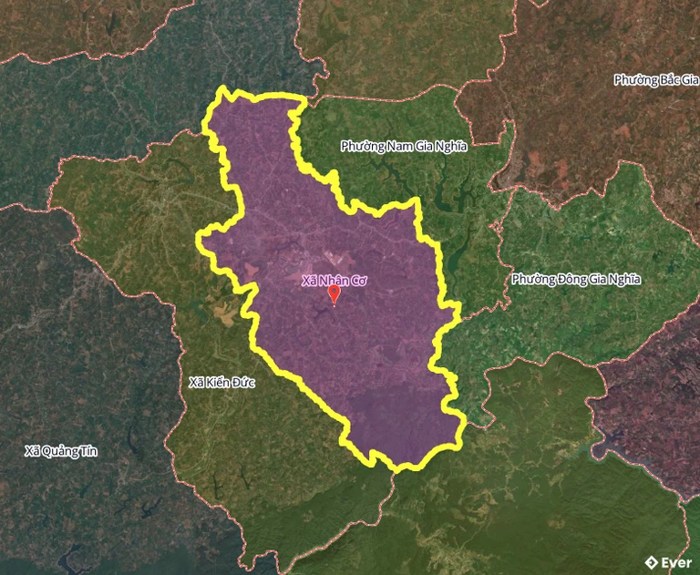 Bản đồ xã Nhân Cơ, Lâm Đồng sau sáp nhập