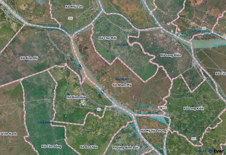 Bản đồ xã Nhơn Mỹ sau sáp nhập