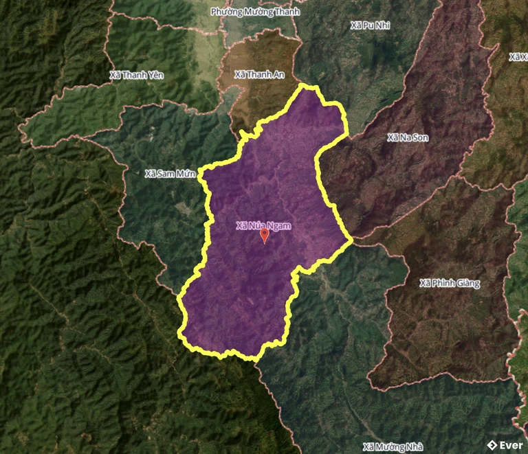Bản đồ xã Núa Ngam sau sáp nhập
