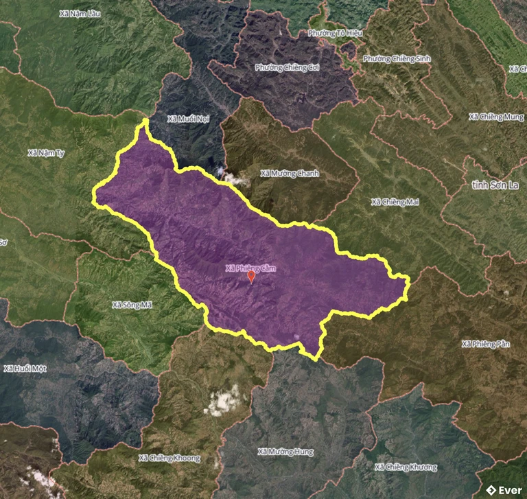 Bản đồ xã Phiêng Cằm, Sơn La sau sáp nhập