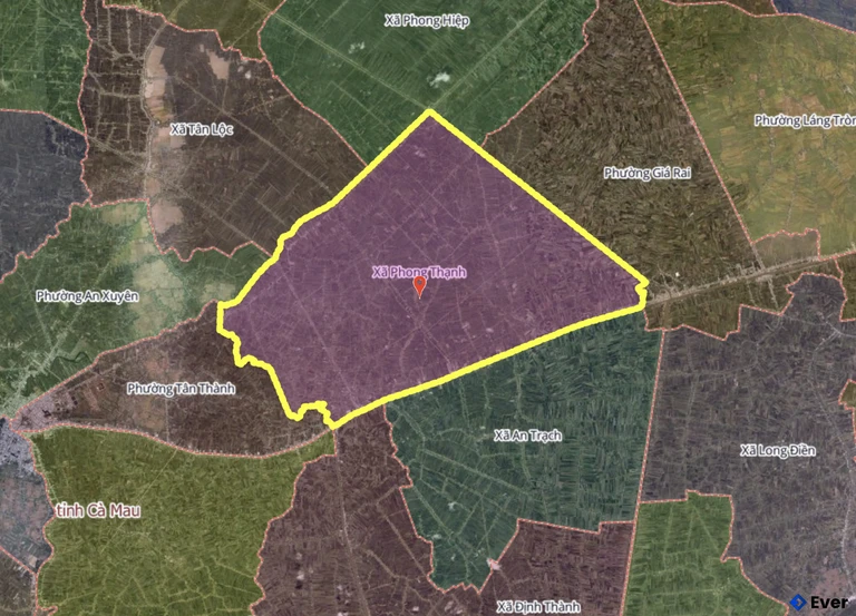 Bản đồ xã Phong Thạnh, Cà Mau sau sáp nhập