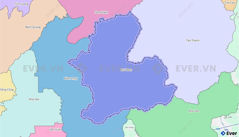 Bản đồ xã Phú Bình, Thái Nguyên sau sáp nhập