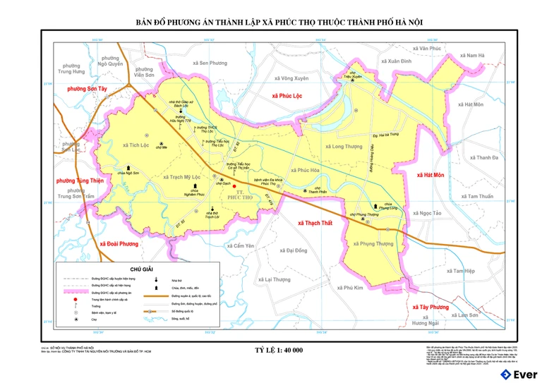 Bản đồ xã Phúc Thọ, Hà Nội sau sáp nhập