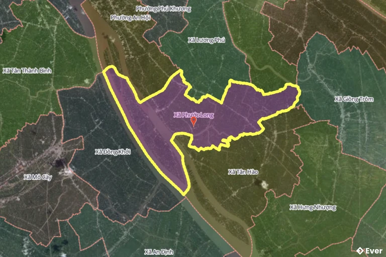 Bản đồ xã Phước Long, Vĩnh Long sau sáp nhập