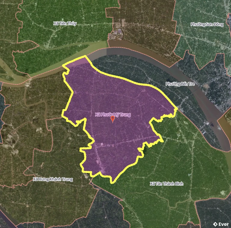 Bản đồ xã Phước Mỹ Trung, Vĩnh Long sau sáp nhập