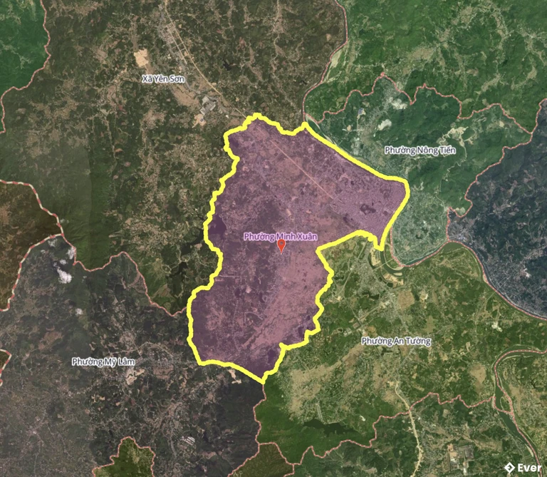 Bản đồ xã phường Minh Xuân, Tuyên Quang sau sáp nhập