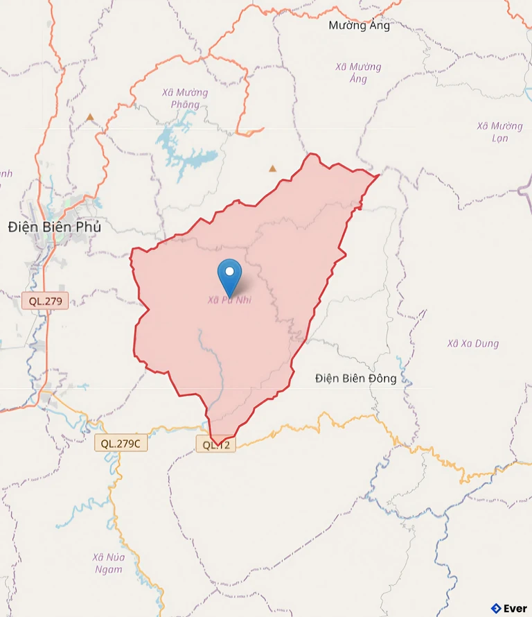 Bản đồ xã Pu Nhi, Điện Biên sau sáp nhập