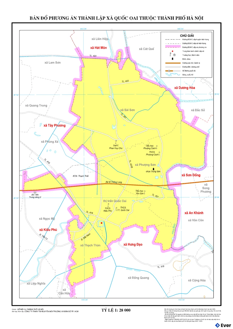 Bản đồ xã Quốc Oai, Hà Nội sau sáp nhập
