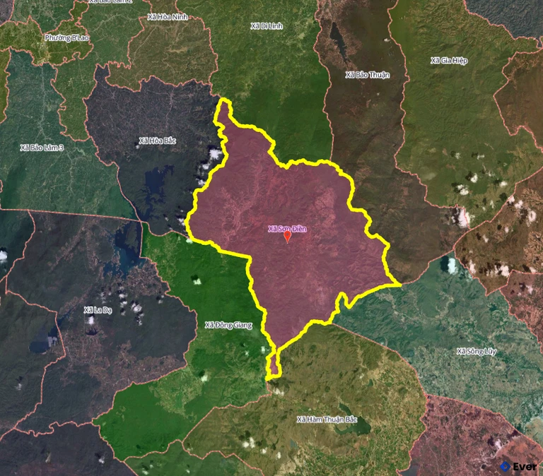 Bản đồ xã Sơn Điền, Lâm Đồng sau sáp nhập