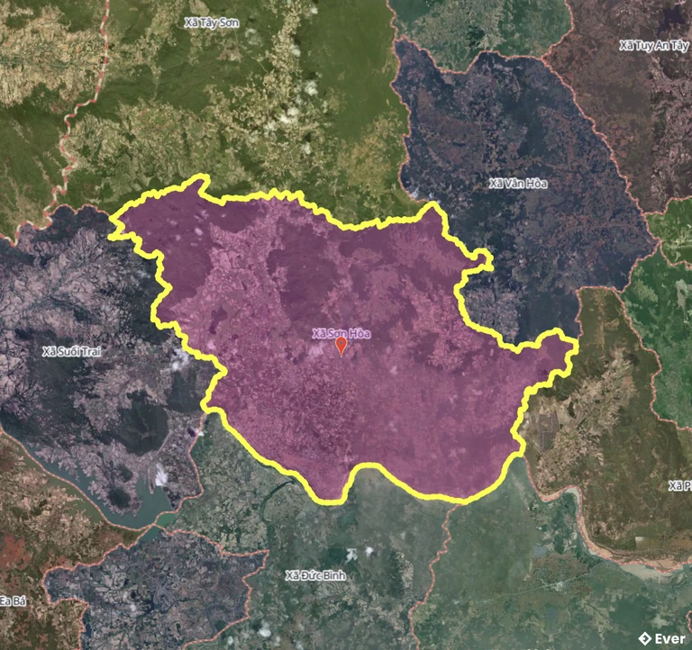 Bản đồ xã Sơn Hòa, Đắk Lắk sau sáp nhập