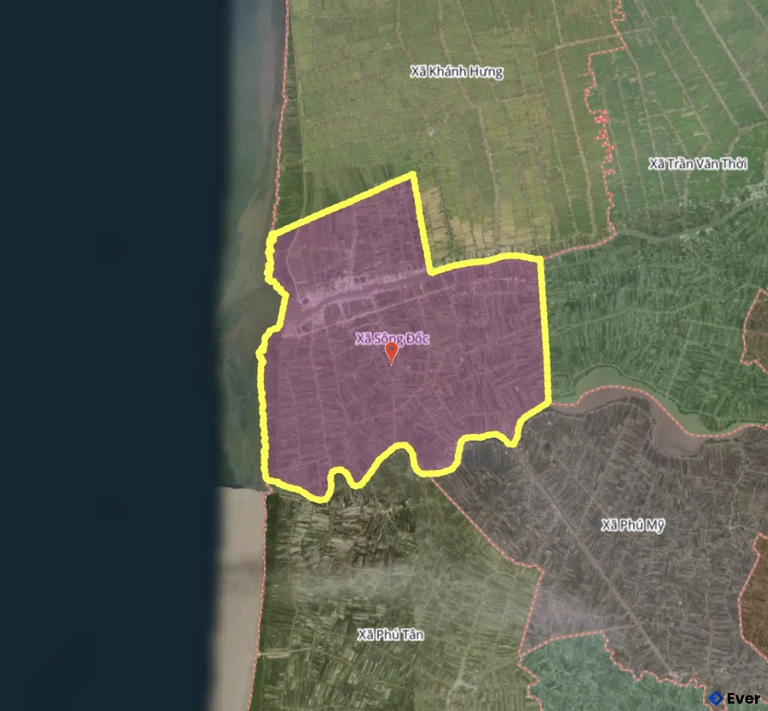 Bản đồ xã Sông Đốc, Cà Mau sau sáp nhập