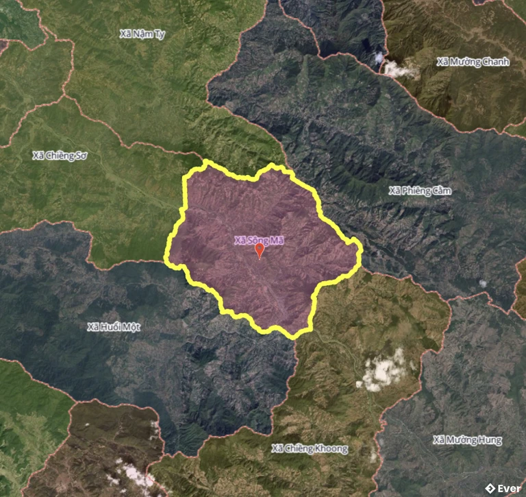Bản đồ xã Sông Mã, Sơn La sau sáp nhập